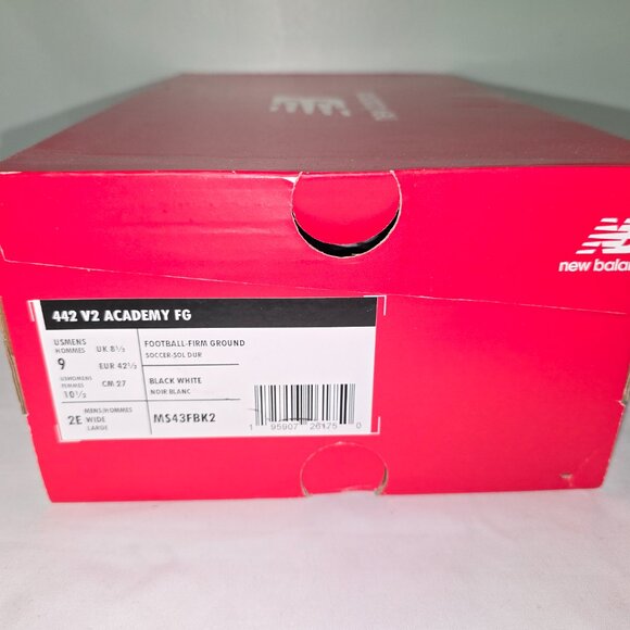 Adidas 442 V2 Academy FG Football Cleat, Black/White, Unisex M9/W10.5 Wide, NIB - Picture 8 of 8